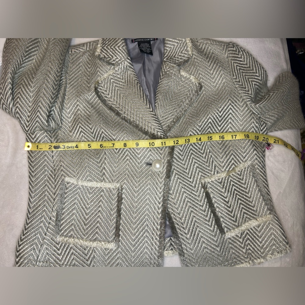 Pierre Cardin Women's Herringbone Blazer - Taupe and White - Picture 6 of 6